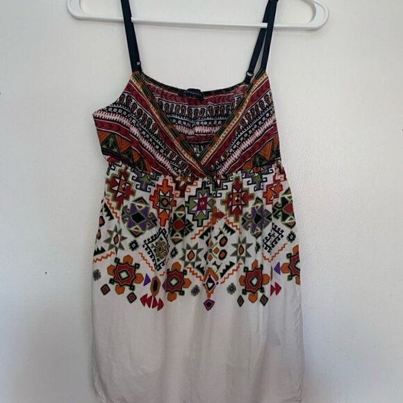 Forever 21 Boho Cami Top Festival Embroidered Tank White Orange L - Picture 6 of 7